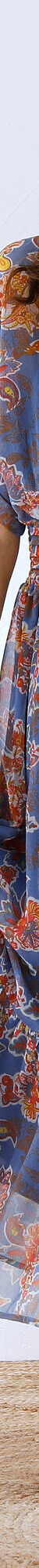 Robe longue voile imprimé (bleu / corail) Robe longue voile imprimé (bleu / corail)